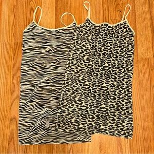 Set of three tank tops size medium two animal print and one lavender lace